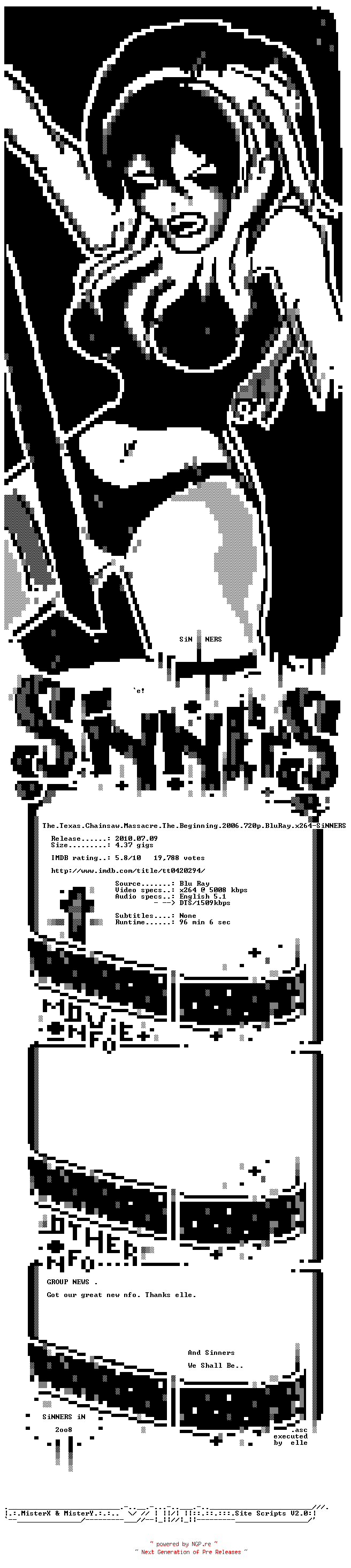 NFO for the release The.Texas.Chainsaw.Massacre.The.Beginning.2006.720p.BluRay.x264-SiNNERS by SiNNERS
