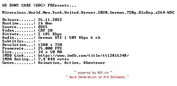 NFO for the release Miraculous.World.New.York.United.Heroez.2020.German.720p.BluRay.x264-WDC by WDC