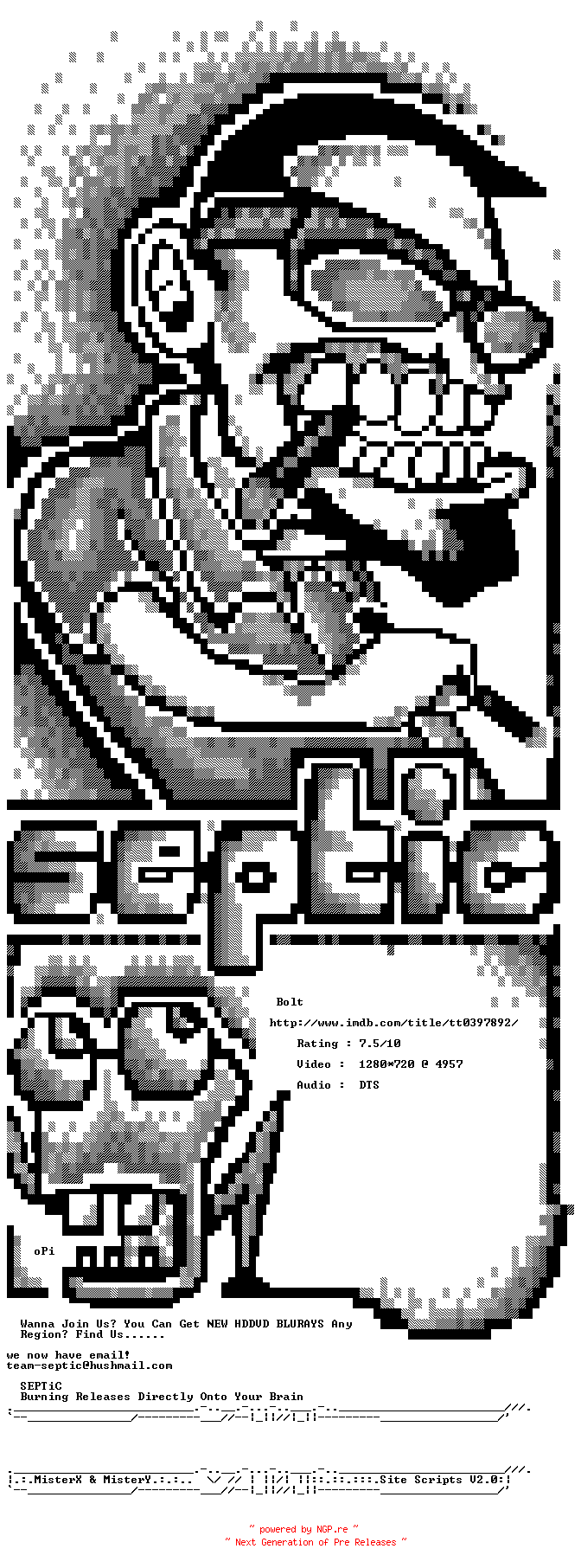 NFO for the release Bolt.720p.BluRay.x264-SEPTiC by SEPTiC