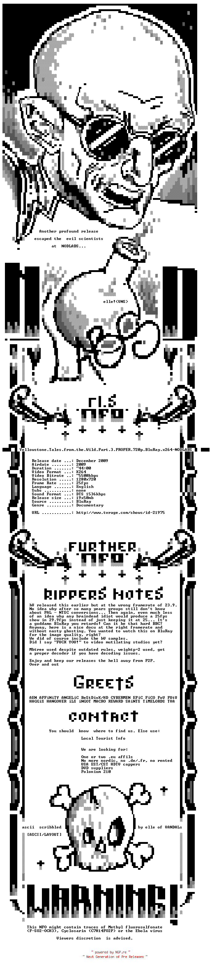 NFO for the release Yellowstone.Tales.from.the.Wild.Part.3.PROPER.720p.BluRay.x264-NODLABS by NODLABS