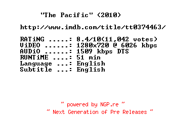 NFO for the release The.Pacific.E06.720p.BluRay.x264-WAT by WAT