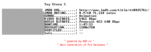NFO for the release Toy.Story.3.FRENCH.720p.BluRay.x264-THENiGTMAREiNHD by THENiGTMAREiNHD