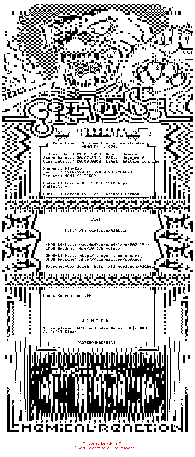NFO for the release Celestine.Maedchen.Fuer.Intime.Stunden.GERMAN.1974.720p.BluRay.x264-GOREHOUNDS by GOREHOUNDS