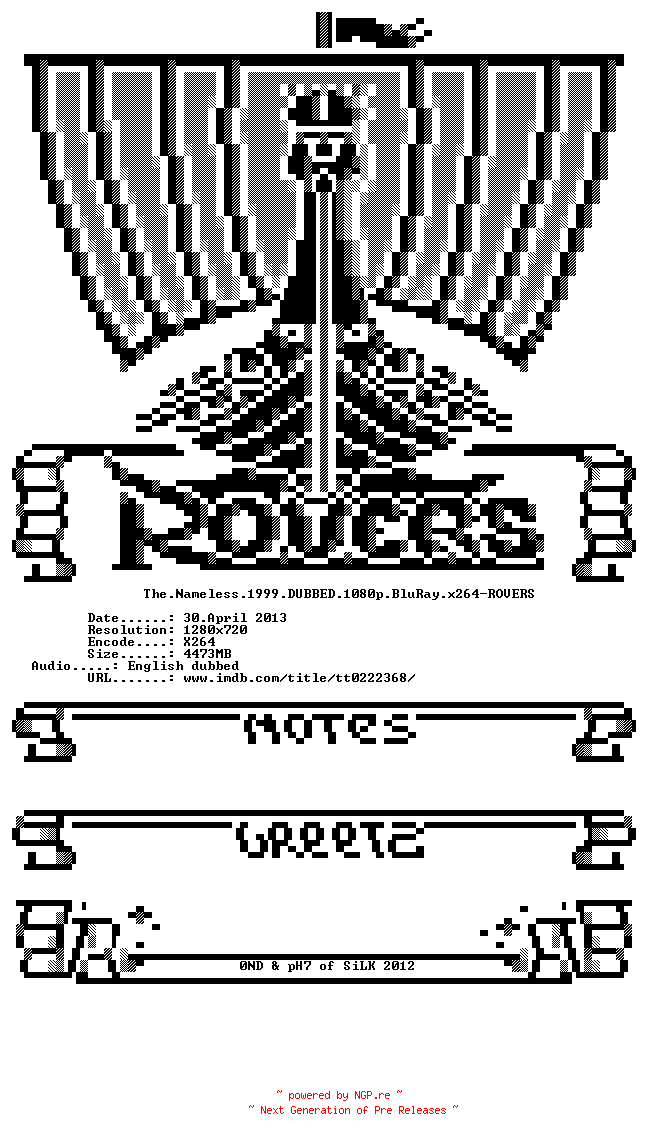 NFO for the release The.Nameless.1999.DUBBED.720p.BluRay.x264-ROVERS by ROVERS
