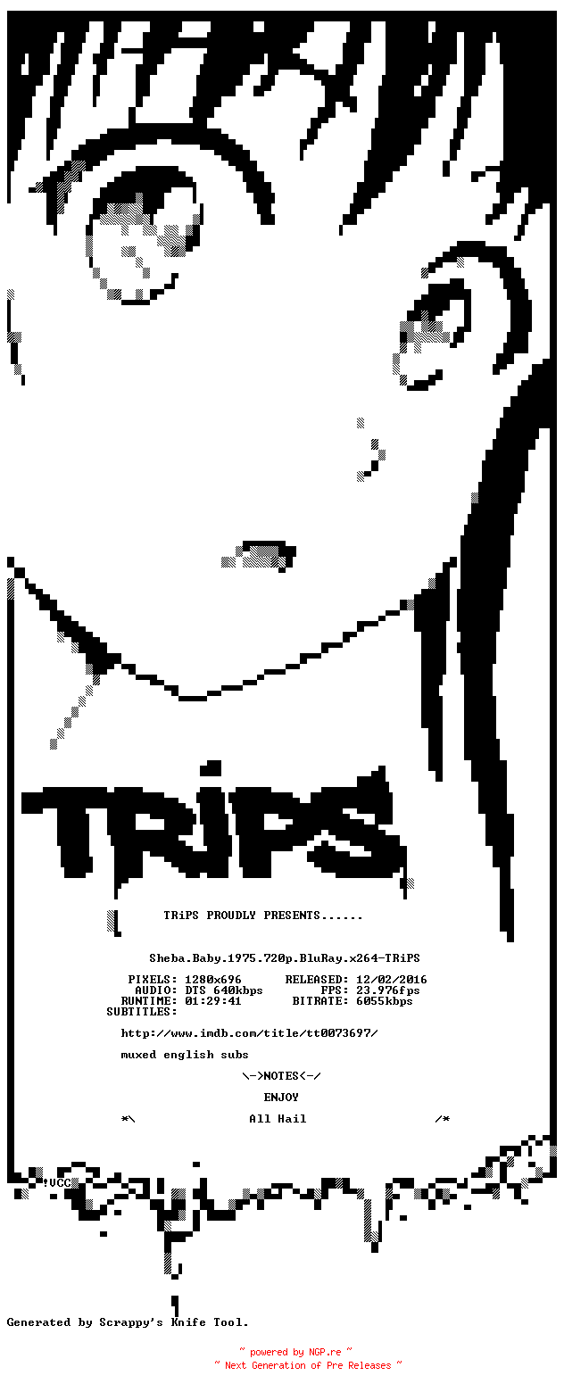 NFO for the release Sheba.Baby.1975.720p.BluRay.x264-TRiPS by TRiPS