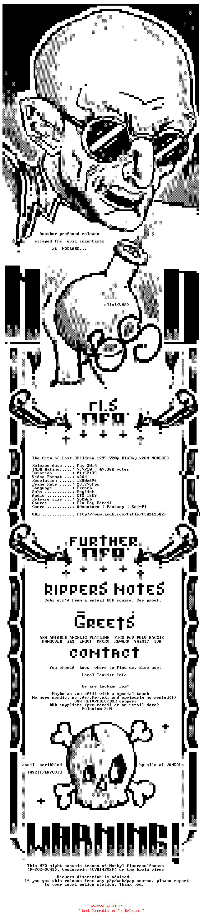 NFO for the release The.City.of.Lost.Children.1995.720p.BluRay.x264-NODLABS by NODLABS