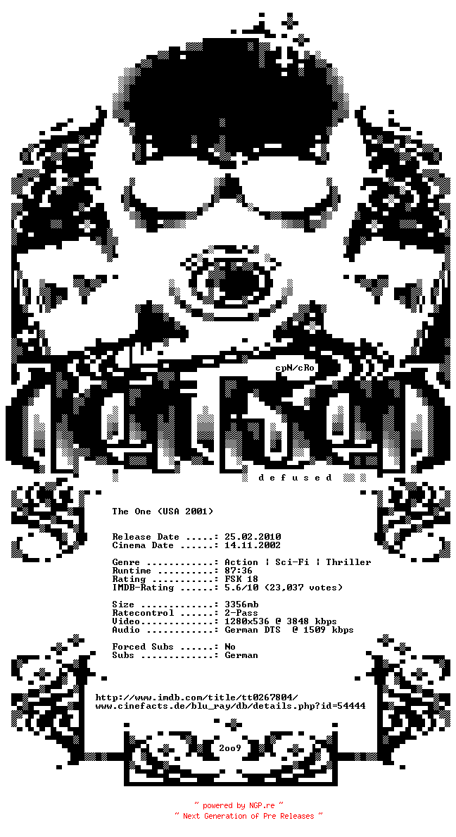 NFO for the release The.One.German.2001.720p.BluRay.x264-DEFUSED by DEFUSED