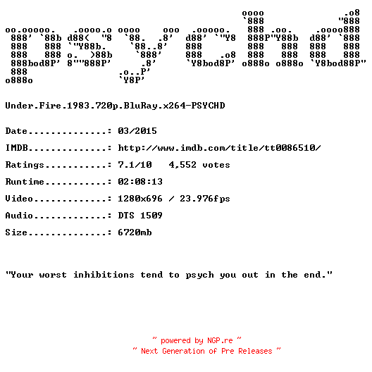 NFO for the release Under.Fire.1983.720p.BluRay.x264-PSYCHD by PSYCHD