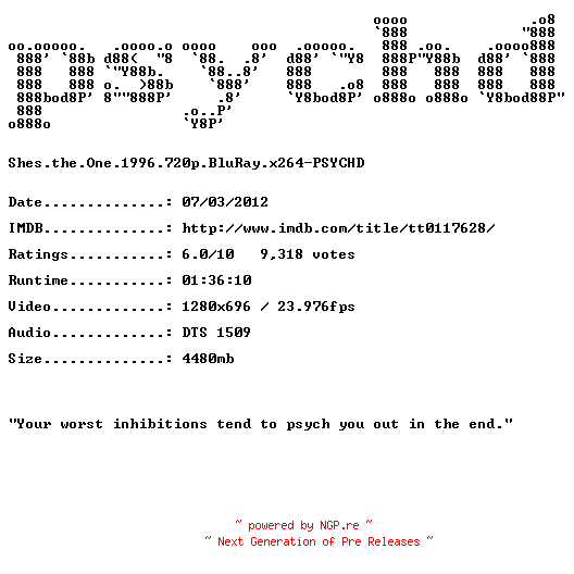 NFO for the release Shes.the.One.1996.720p.BluRay.x264-PSYCHD by PSYCHD