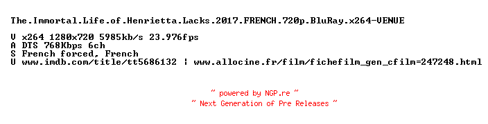 NFO for the release The.Immortal.Life.of.Henrietta.Lacks.2017.FRENCH.720p.BluRay.x264-VENUE by VENUE