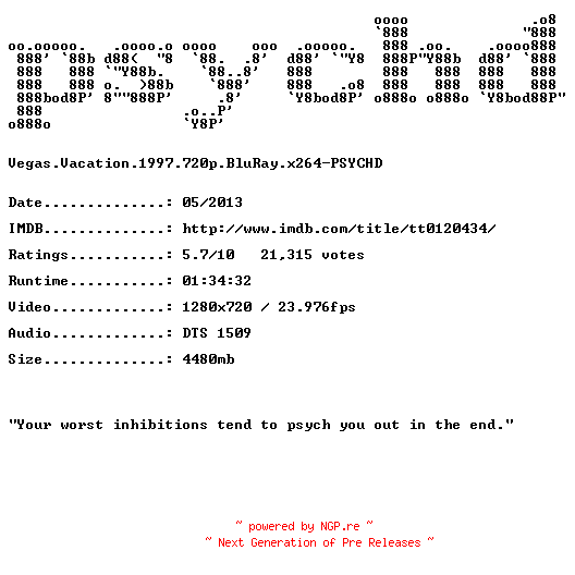 NFO for the release Vegas.Vacation.1997.720p.BluRay.x264-PSYCHD by PSYCHD