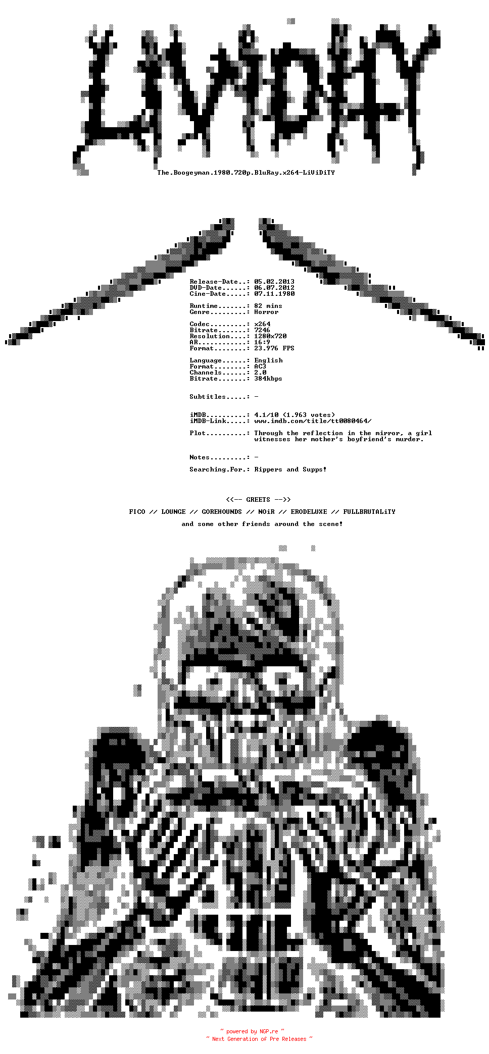NFO for the release The.Boogeyman.1980.720p.BluRay.x264-LiViDiTY by LiViDiTY