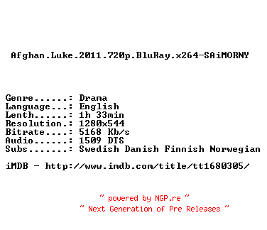 NFO for the release Afghan.Luke.2011.720p.BluRay.x264-SAiMORNY by SAiMORNY
