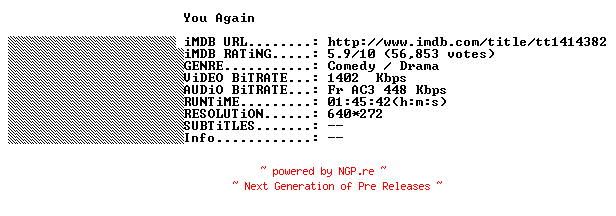 NFO for the release You.Again.2010.FRENCH.BDRiP.XViD-THENiGHTMARE by THENiGHTMARE