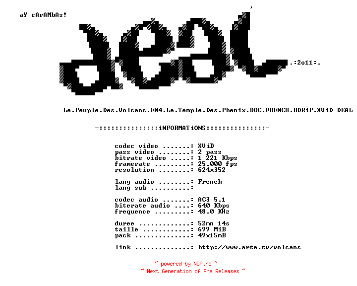 NFO for the release Le.Peuple.Des.Volcans.E04.Le.Temple.Des.Phenix.DOC.FRENCH.BDRiP.XViD-DEAL by DEAL