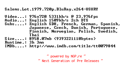 NFO for the release Salems.Lot.1979.720p.BluRay.x264-USURY by USURY