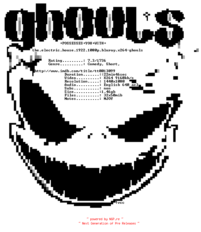 NFO for the release The.Electric.House.1922.720p.BluRay.x264-GHOULS by GHOULS
