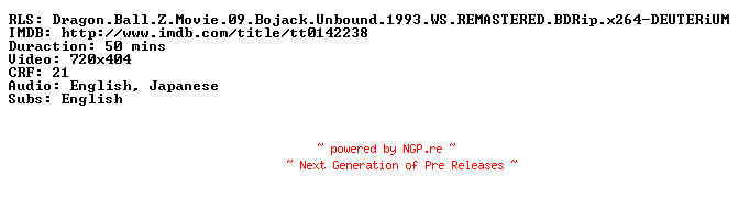 NFO for the release Dragon.Ball.Z.Movie.09.Bojack.Unbound.1993.iNTERNAL.BDRip.x264-TABULARiA by TABULARiA