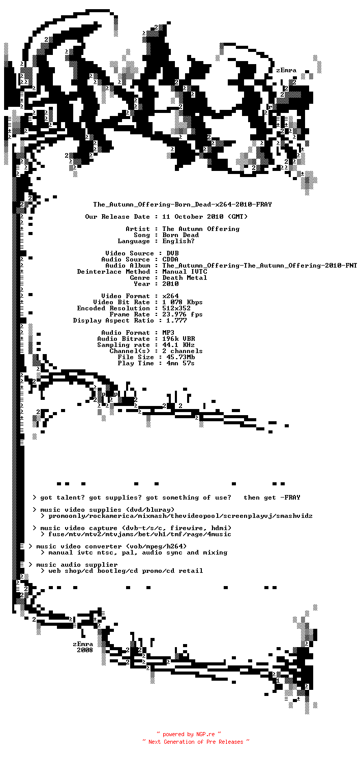 NFO for the release The_Autumn_Offering-Born_Dead-x264-2010-FRAY by FRAY