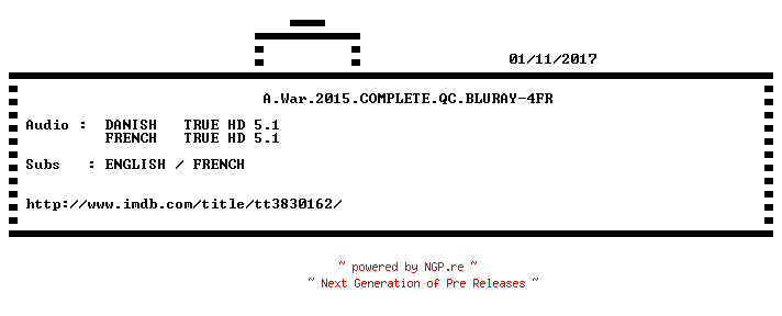 NFO for the release A.War.2015.COMPLETE.QC.BLURAY-4FR by 4FR