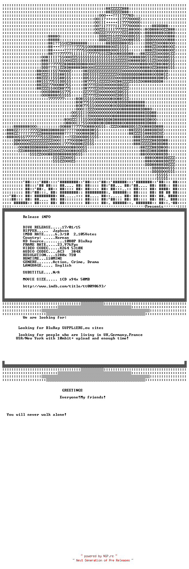 NFO for the release Band.of.the.Hand.1986.720p.BluRay.x264-Japhson by Japhson