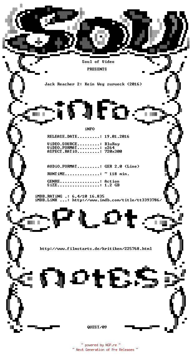 NFO for the release Jack.Reacher.2.Kein.Weg.zurueck.BDRiP.LD.GERMAN.x264-SOV by SOV
