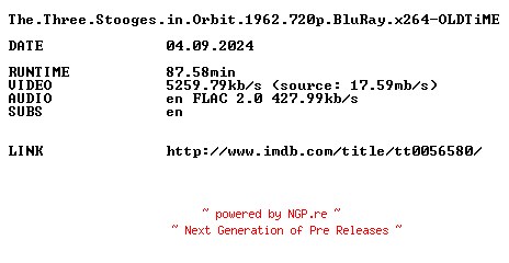 NFO for the release The.Three.Stooges.in.Orbit.1962.720p.BluRay.x264-OLDTiME by OLDTiME