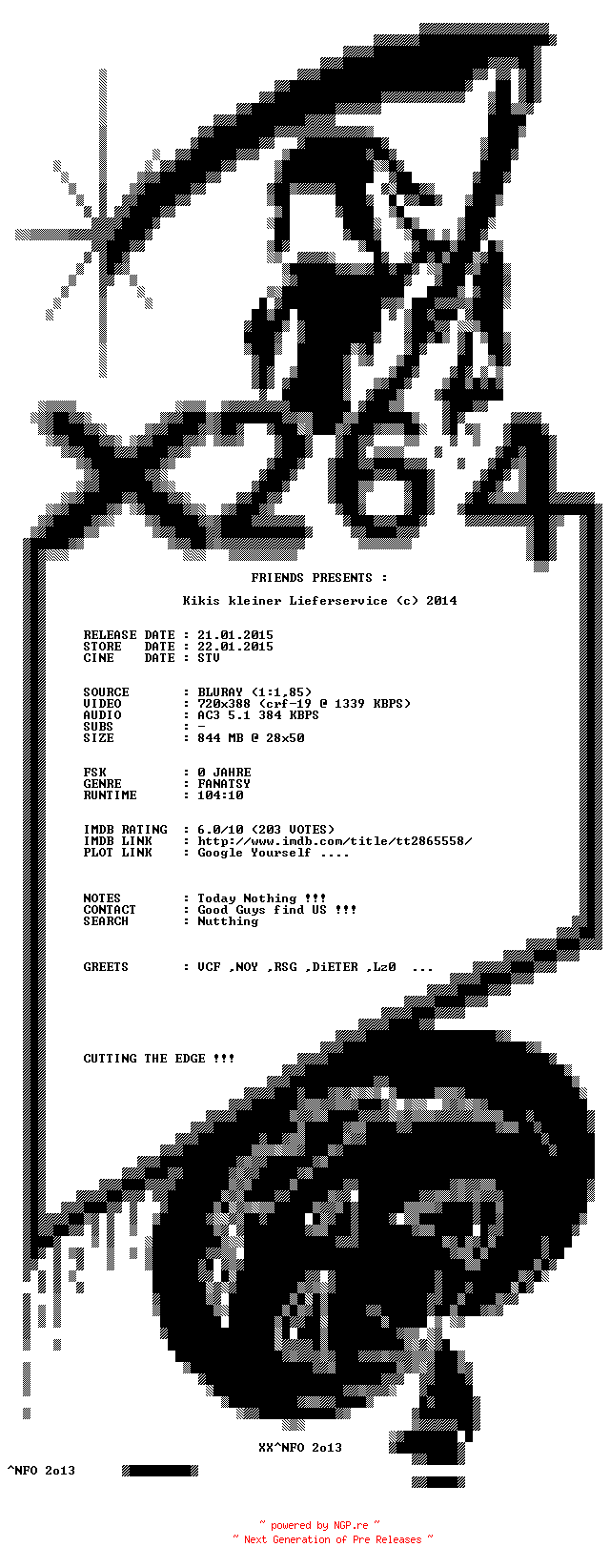 NFO for the release Kikis.kleiner.Lieferservice.German.2014.AC3.BDRiP.x264-XF by XF
