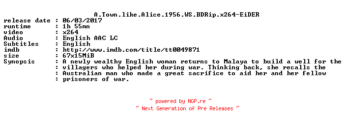 NFO for the release A.Town.like.Alice.1956.WS.BDRip.x264-EiDER by EiDER