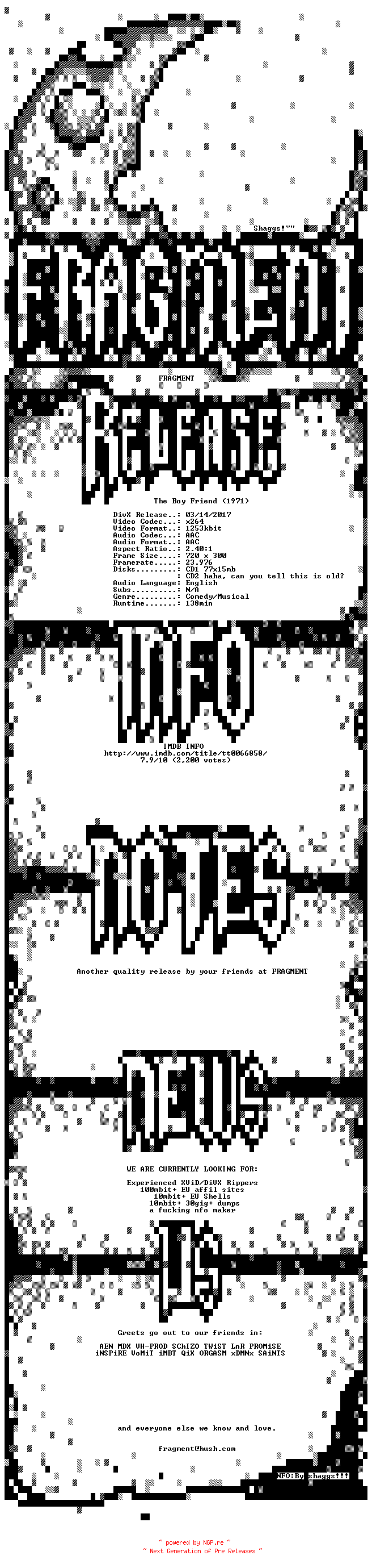 NFO for the release The.Boy.Friend.1971.BDRip.x264-FRAGMENT by FRAGMENT