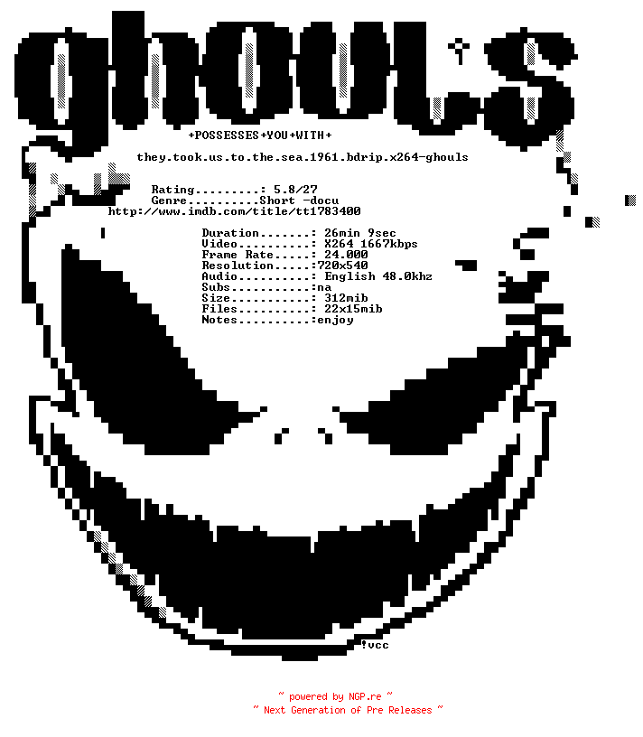 NFO for the release They.Took.Us.To.The.Sea.1961.BDRip.x264-GHOULS by GHOULS