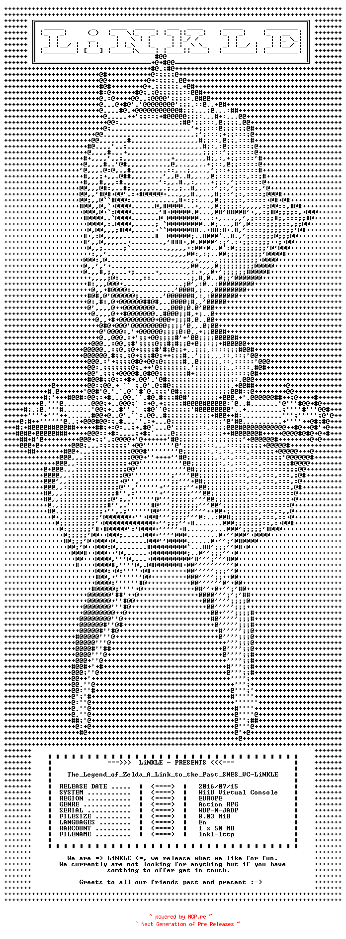 NFO for the release The_Legend_of_Zelda_A_Link_to_the_Past_SNES_VC-LiNKLE by LiNKLE