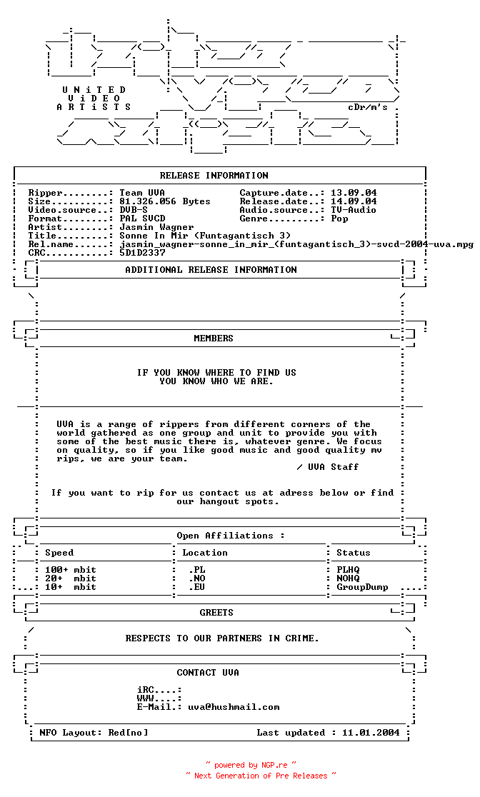 NFO for the release Jasmin_wagner-sonne_in_mir_(funtagantisch_3)-svcd-2004-uva by uva
