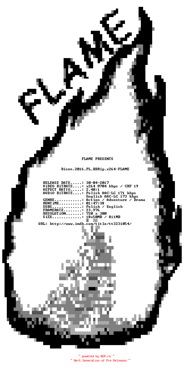 NFO for the release Risen.2016.PL.BDRip.x264-FLAME by FLAME
