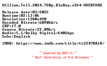 NFO for the release William.Tell.2024.720p.BluRay.x264-OVERTURE by OVERTURE