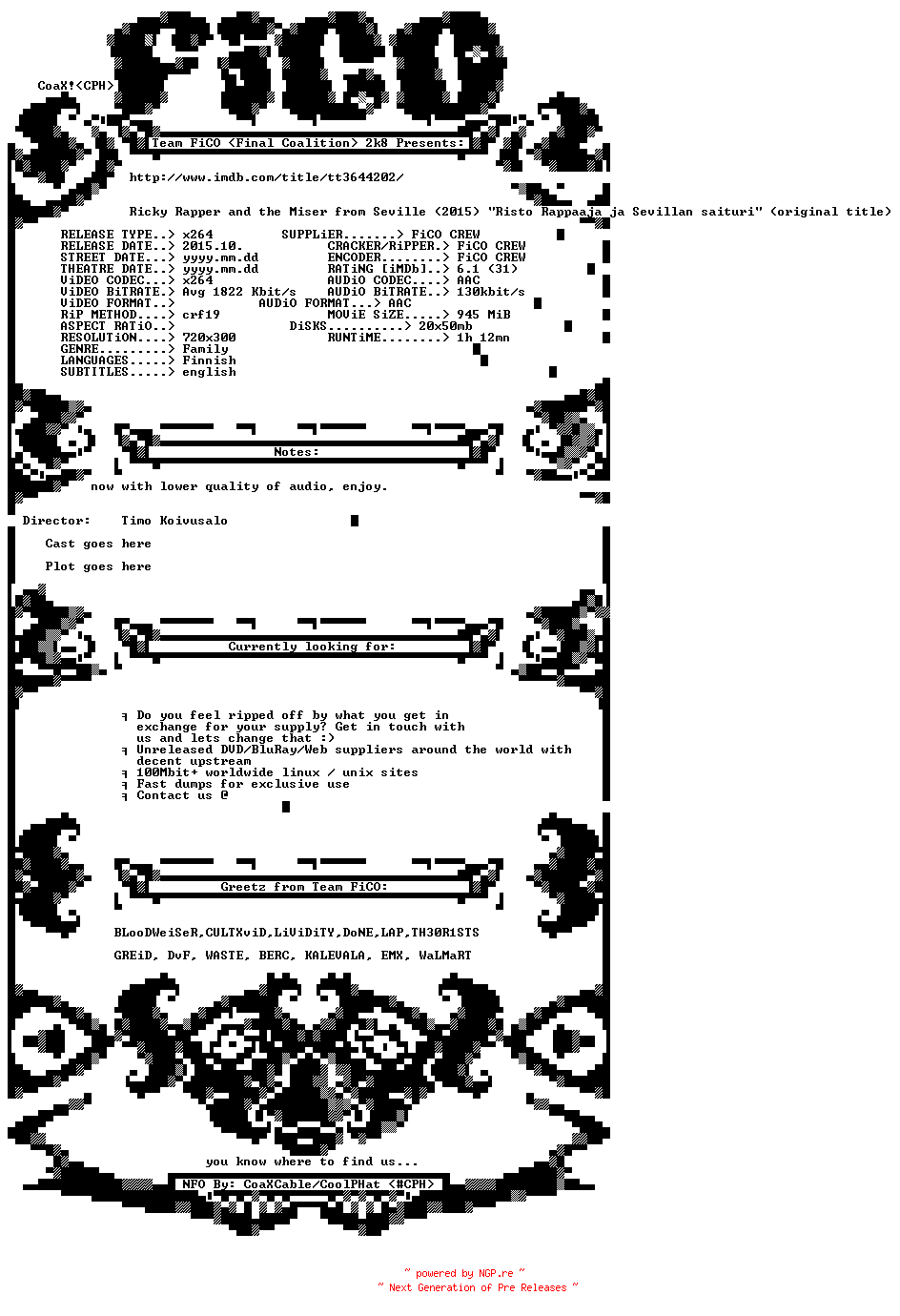 NFO for the release Ricky.Rapper.And.The.Miser.From.Seville.2015.REPACK.BDRip.x264-FiCO by FiCO