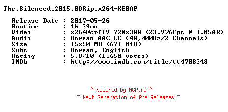 NFO for the release The.Silenced.2015.BDRip.x264-KEBAP by KEBAP