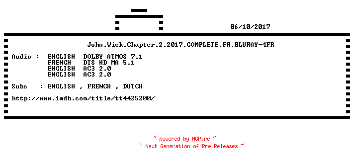 NFO for the release John.Wick.Chapter.2.2017.COMPLETE.FR.BLURAY-4FR by 4FR