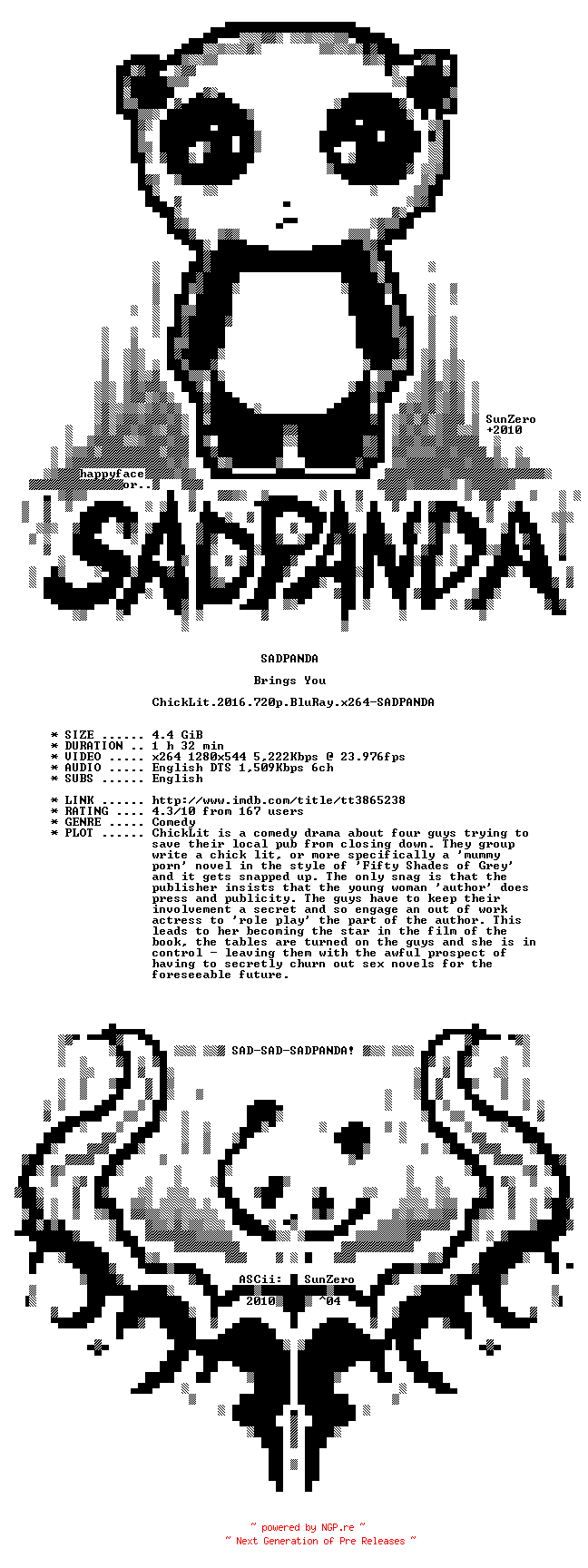 NFO for the release ChickLit.2016.720p.BluRay.x264-SADPANDA by SADPANDA