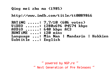 NFO for the release Taipei.Story.1985.720p.BluRay.x264-SUMMERX by SUMMERX