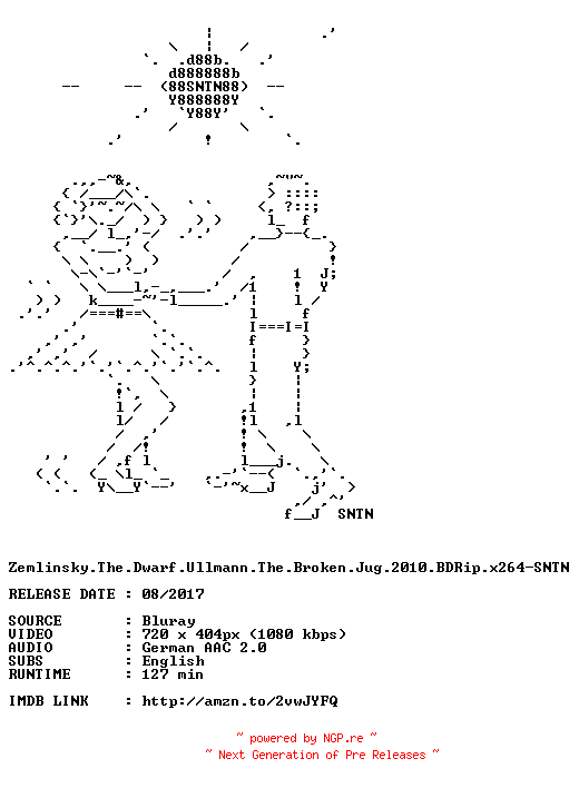 NFO for the release Zemlinsky.The.Dwarf.Ullmann.The.Broken.Jug.2010.BDRip.x264-SNTN by SNTN