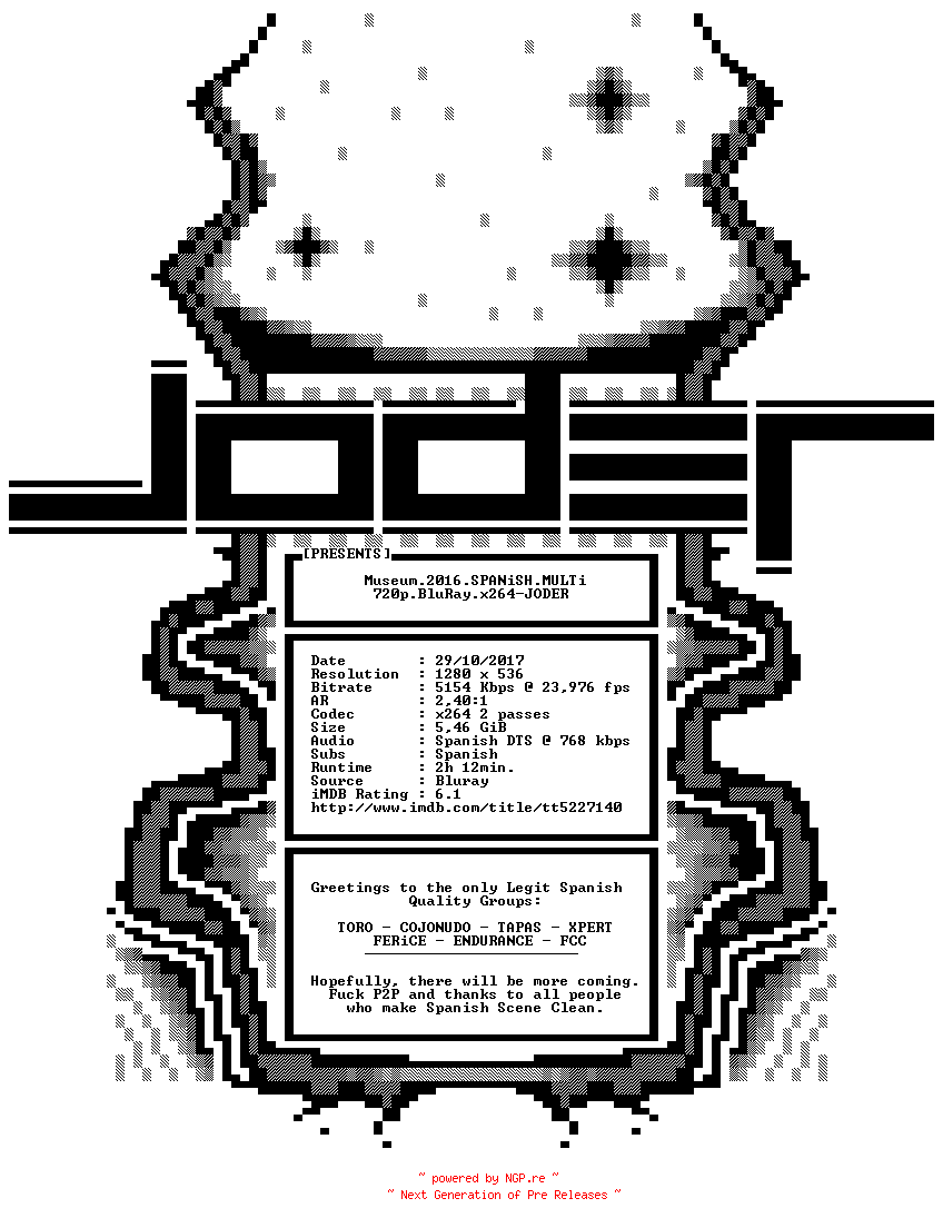 NFO for the release Museum.2016.SPANiSH.MULTi.720p.BluRay.x264-JODER by JODER