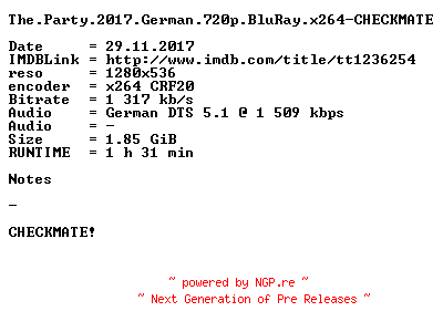 NFO for the release Wind.Walkers.2015.German.720p.BluRay.x264-CHECKMATE by CHECKMATE