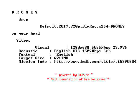 NFO for the release Detroit.2017.720p.BluRay.x264-DRONES by DRONES