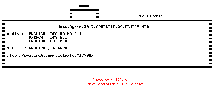 NFO for the release Home.Again.2017.COMPLETE.QC.BLURAY-4FR by 4FR