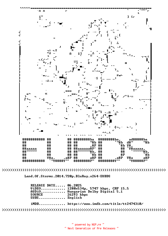 NFO for the release Land.Of.Storms.2014.720p.BluRay.x264-EUBDS by EUBDS