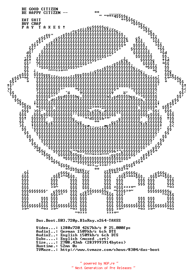 NFO for the release Das.Boot.E03.720p.BluRay.x264-TAXES by TAXES