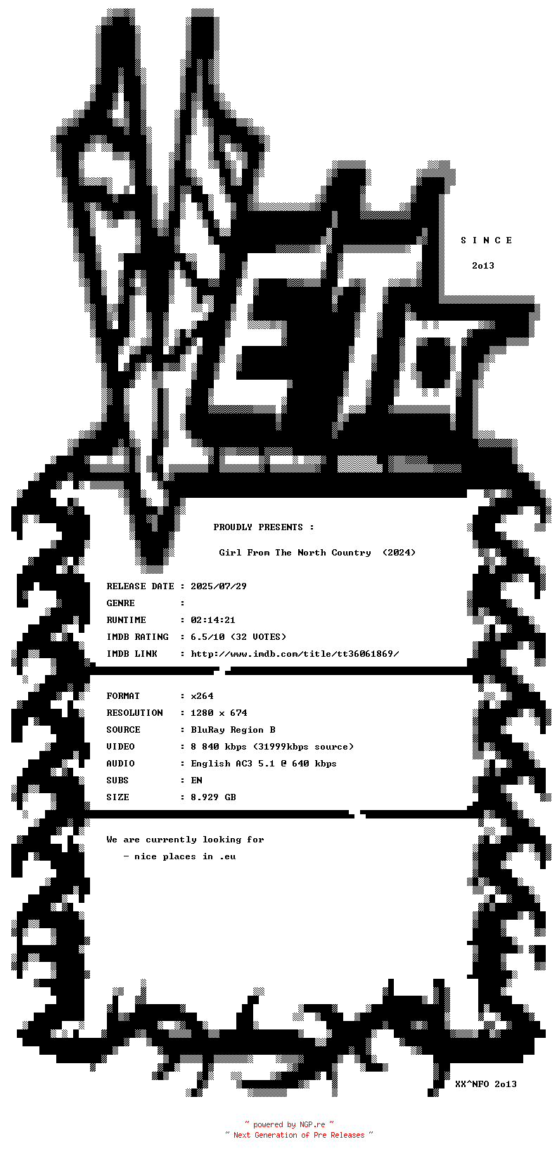 NFO for the release Girl.From.The.North.Country.2024.720p.BluRay.x264-VETO by VETO