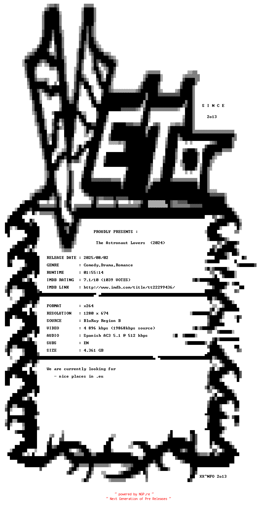 NFO for the release The.Astronaut.Lovers.2024.720p.BluRay.x264-VETO by VETO