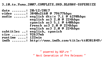 NFO for the release 3.10.to.Yuma.2007.COMPLETE.UHD.BLURAY-SUPERSIZE by SUPERSIZE